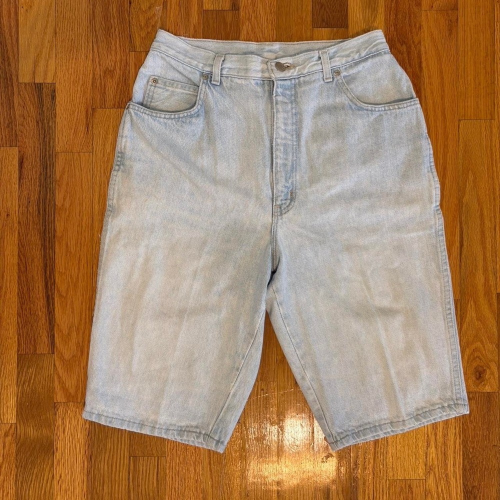 Vintage Y2K Light Wash Denim Bermuda Shorts High Waist Mom Jean Shorts Size13/14